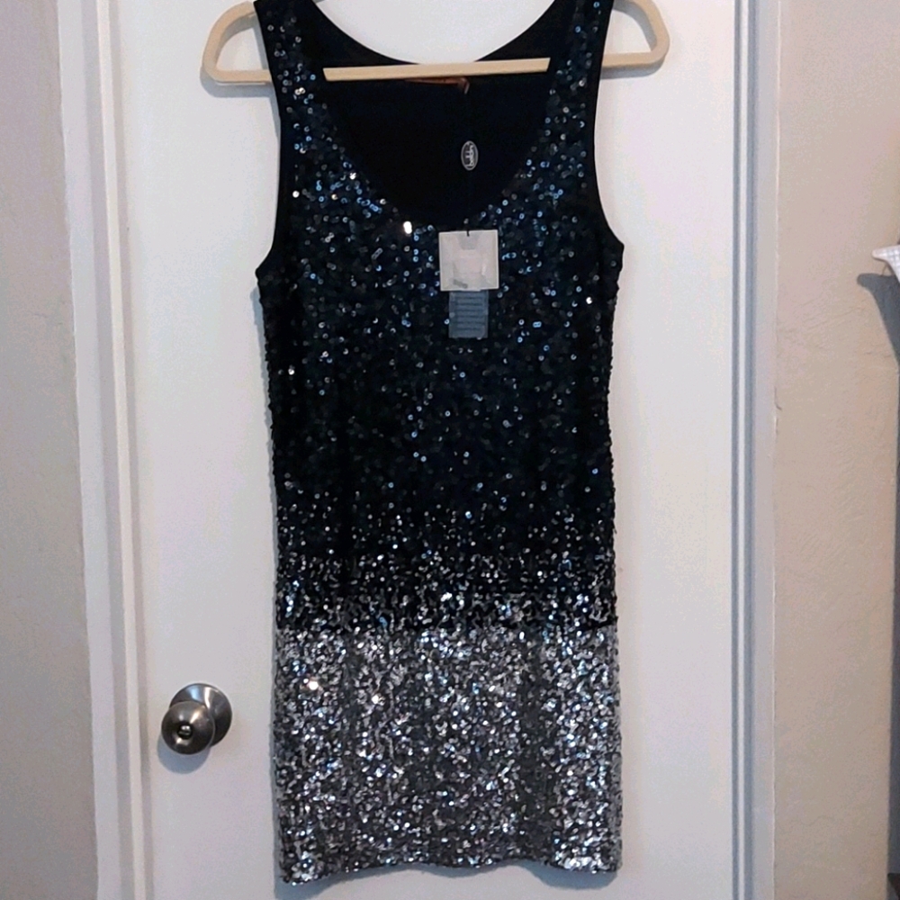 Belldini Sequin Ombre Tunic/Mini Dress